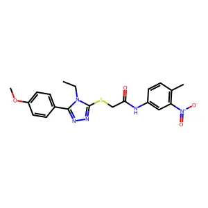2-[[4-ethyl-5-(4-methoxyphenyl)-1,2,4-triazol-3-yl]sulfanyl]-N-(4-methyl-3-nitrophenyl)acetamide structure