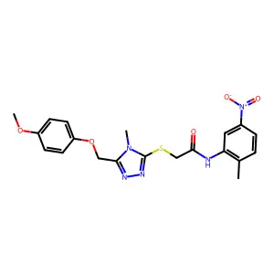 2-({5-[(4-methoxyphenoxy)methyl]-4-methyl-4H-1,2,4-triazol-3-yl}sulfanyl)-N-(2-methyl-5-nitrophenyl)acetamide structure