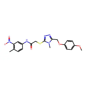 N-{3-nitro-4-methylphenyl}-2-({5-[(4-methoxyphenoxy)methyl]-4-methyl-4H-1,2,4-triazol-3-yl}sulfanyl)acetamide structure
