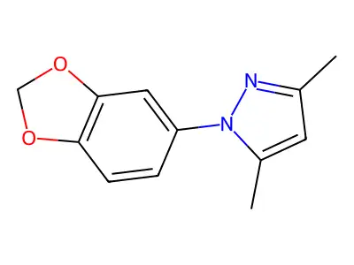 1-(benzo[d][1,3]dioxol-5-yl)-3,5-dimethyl-1H-pyrazole structure