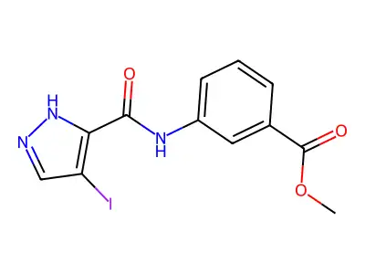 methyl 3-{[(4-iodo-1H-pyrazol-3-yl)carbonyl]amino}benzoate structure