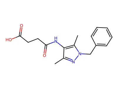 4-[(1-benzyl-3,5-dimethyl-1H-pyrazol-4-yl)amino]-4-oxobutanoic acid structure