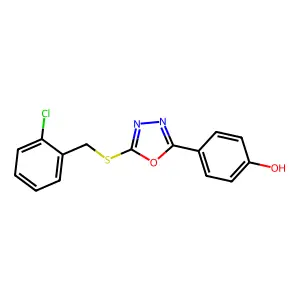 4-(5-((2-Chlorobenzyl)thio)-1,3,4-oxadiazol-2-yl)phenol structure
