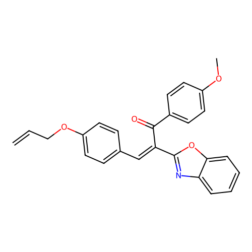 (2Z)-2-(1,3-benzoxazol-2-yl)-1-(4-methoxyphenyl)-3-[4-(prop-2-en-1-yloxy)phenyl]prop-2-en-1-one structure