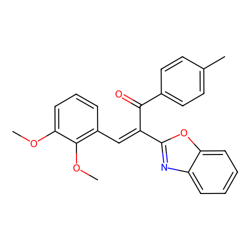 (2Z)-2-(1,3-benzoxazol-2-yl)-3-(2,3-dimethoxyphenyl)-1-(4-methylphenyl)prop-2-en-1-one structure