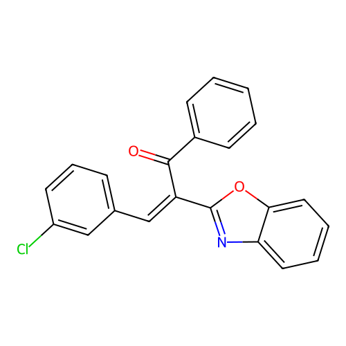 (2Z)-2-(1,3-benzoxazol-2-yl)-3-(3-chlorophenyl)-1-phenylprop-2-en-1-one structure