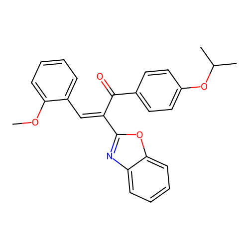 (2Z)-2-(1,3-benzoxazol-2-yl)-3-(2-methoxyphenyl)-1-[4-(propan-2-yloxy)phenyl]prop-2-en-1-one structure
