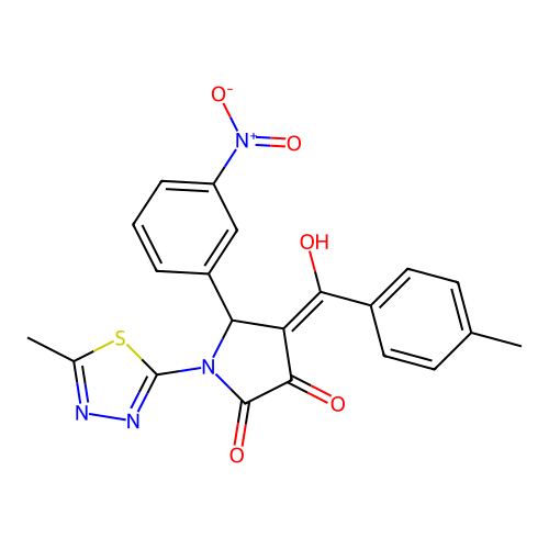 (4E)-4-[hydroxy-(4-methylphenyl)methylidene]-1-(5-methyl-1,3,4-thiadiazol-2-yl)-5-(3-nitrophenyl)pyrrolidine-2,3-dione structure