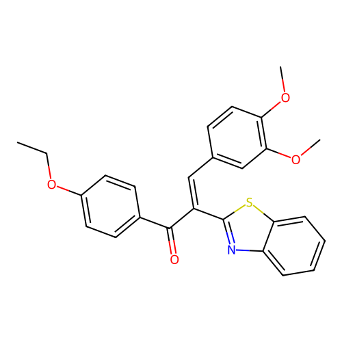 (2Z)-2-(1,3-benzothiazol-2-yl)-3-(3,4-dimethoxyphenyl)-1-(4-ethoxyphenyl)prop-2-en-1-one structure