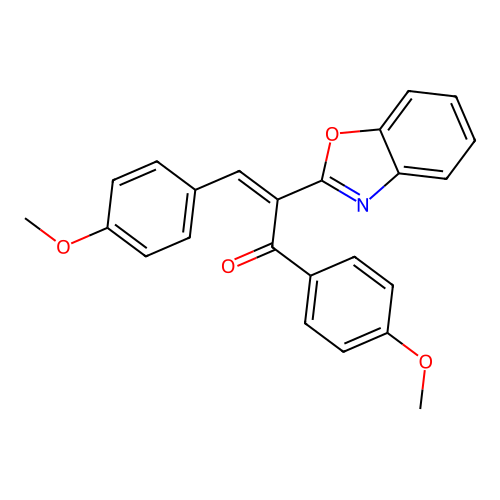 (2Z)-2-(1,3-benzoxazol-2-yl)-1,3-bis(4-methoxyphenyl)prop-2-en-1-one structure
