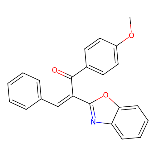 (2Z)-2-benzoxazol-2-yl-1-(4-methoxyphenyl)-3-phenylprop-2-en-1-one structure