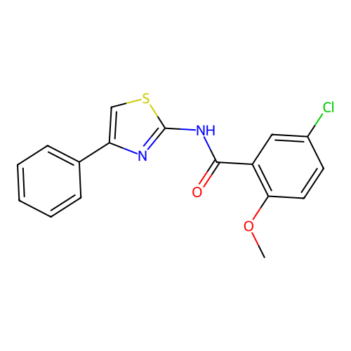 5-chloro-2-methoxy-N-(4-phenyl-1,3-thiazol-2-yl)benzamide structure