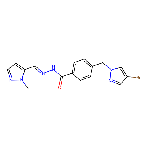 4-[(4-bromo-1H-pyrazol-1-yl)methyl]-N'-[(1-methyl-1H-pyrazol-5-yl)methylene]benzohydrazide structure
