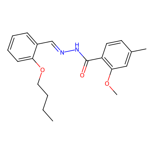 N-[(2-butoxyphenyl)methylideneamino]-2-methoxy-4-methylbenzamide structure