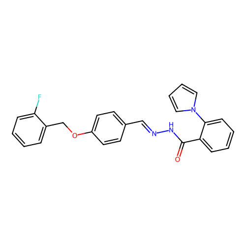 N'-{4-[(2-fluorobenzyl)oxy]benzylidene}-2-(1H-pyrrol-1-yl)benzohydrazide structure