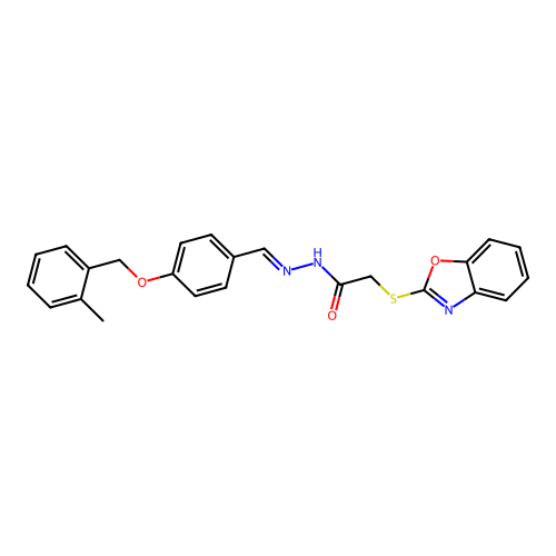 2-(1,3-benzoxazol-2-ylsulfanyl)-N'-{4-[(2-methylbenzyl)oxy]benzylidene}acetohydrazide structure