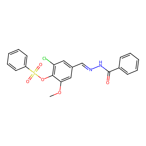 4-(2-Benzoylcarbohydrazonoyl)-2-chloro-6-methoxyphenyl benzenesulfonate structure