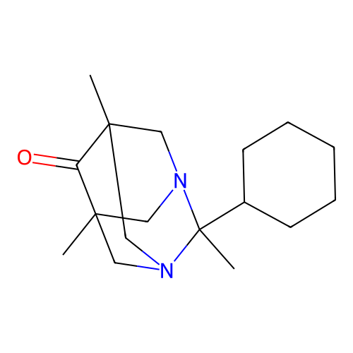 2-Cyclohexyl-2,5,7-trimethyl-1,3-diazatricyclo[3.3.1.1~3,7~]decan-6-one structure