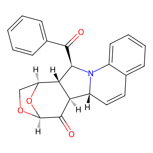(6aR,6bS,8S,11R,11aR,12S)-12-(phenylcarbonyl)-6a,6b,10,11,11a,12-hexahydro-8,11-epoxyoxepino[4',5':3,4]pyrrolo[1,2-a]quinolin-7(8H)-one structure