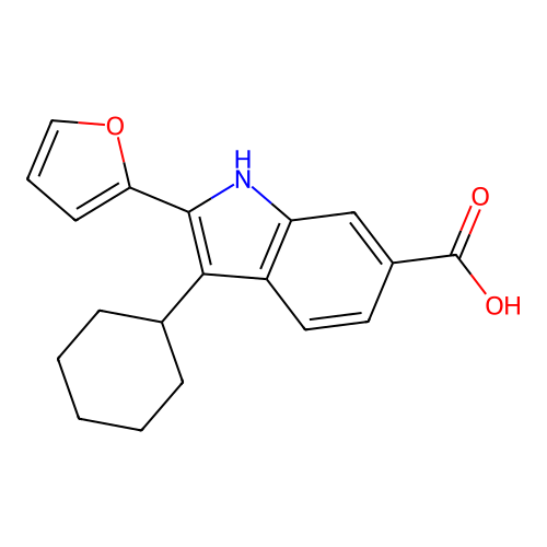 1H-Indole-6-carboxylic acid, 3-cyclohexyl-2-(2-furanyl)- structure