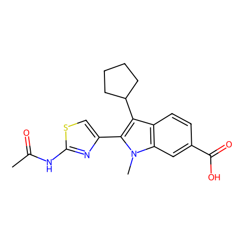 1h-indole-6-carboxylic acid,2-[2-(acetylamino)-4-thiazolyl]-3-cyclopentyl-1-methyl- structure