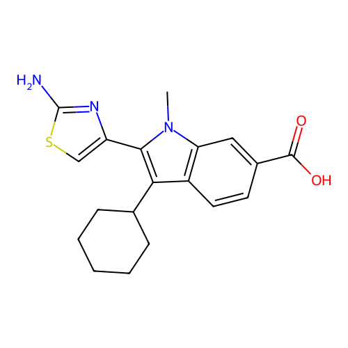1h-Indole-6-carboxylic acid,2-(2-amino-4-thiazolyl)-3-cyclohexyl-1-methyl- structure