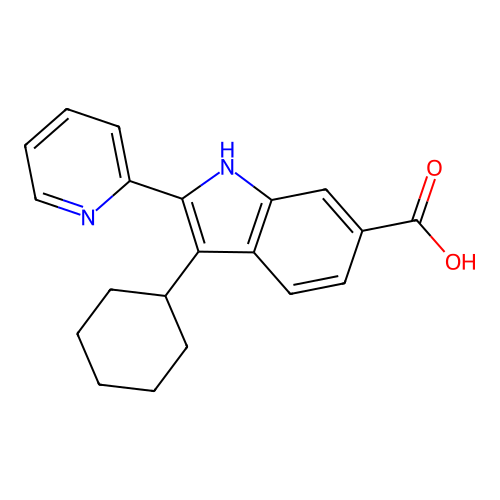 1H-Indole-6-carboxylic acid, 3-cyclohexyl-2-(2-pyridinyl)- structure