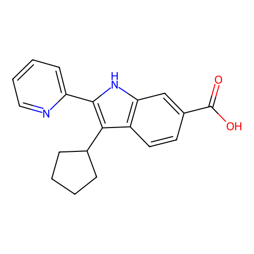 1H-Indole-6-carboxylic acid, 3-cyclopentyl-2-(2-pyridinyl)- structure