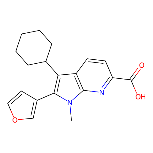 1h-Pyrrolo[2,3-b]pyridine-6-carboxylic acid,3-cyclohexyl-2-(3-furanyl)-1-methyl- structure