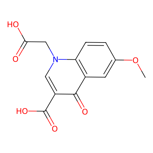 3-carboxy-6-methoxy-4-oxo-1(4H)-Quinolineacetic acid structure