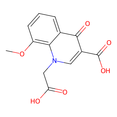 3-carboxy-8-methoxy-4-oxo-1(4H)-Quinolineacetic acid structure