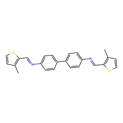N,N'-bis[(E)-(3-methylthiophen-2-yl)methylidene]biphenyl-4,4'-diamine structure