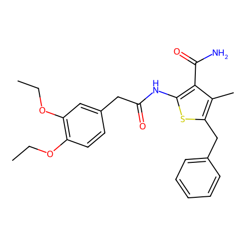 5-Benzyl-2-{[(3,4-diethoxyphenyl)acetyl]amino}-4-methyl-3-thiophenecarboxamide structure