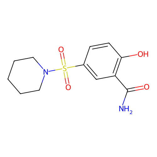 2-Hydroxy-5-(piperidin-1-ylsulfonyl)benzamide structure