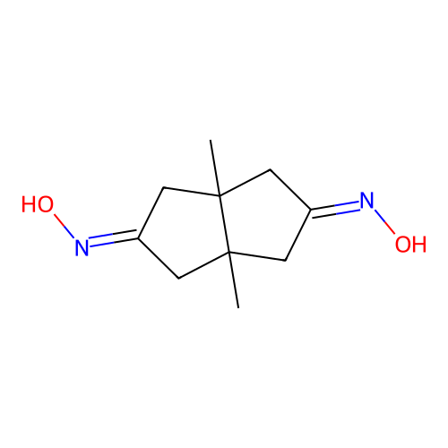 3a,6a-dimethyltetrahydro-2,5(1H,3H)-pentalenedione dioxime structure