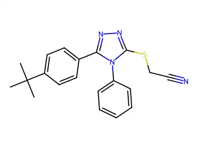 2-{5-[4-(Tert-butyl)phenyl]-4-phenyl-1,2,4-triazol-3-ylthio}ethanenitrile structure