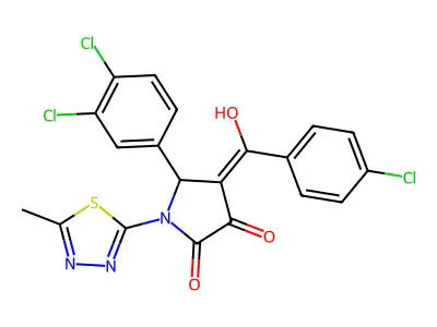 4-(4-chlorobenzoyl)-5-(3,4-dichlorophenyl)-3-hydroxy-1-(5-methyl-1,3,4-thiadiazol-2-yl)-2,5-dihydro-1H-pyrrol-2-one structure