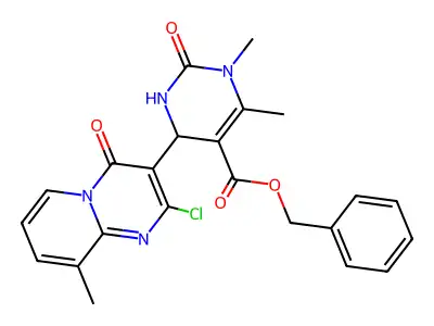 benzyl 4-(2-chloro-9-methyl-4-oxo-4H-pyrido[1,2-a]pyrimidin-3-yl)-1,6-dimethyl-2-oxo-1,2,3,4-tetrahydro-5-pyrimidinecarboxylate structure
