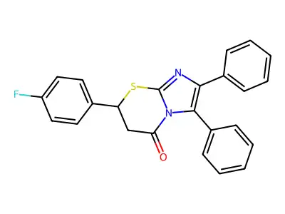 7-(4-fluorophenyl)-2,3-diphenyl-6,7-dihydro-5H-imidazo[2,1-b][1,3]thiazin-5-one structure