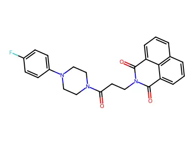 2-{3-[4-(4-fluorophenyl)-1-piperazinyl]-3-oxopropyl}-1H-benzo[de]isoquinoline-1,3(2H)-dione structure