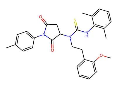 3-(2,6-dimethylphenyl)-1-[2-(2-methoxyphenyl)ethyl]-1-[1-(4-methylphenyl)-2,5-dioxopyrrolidin-3-yl]thiourea structure