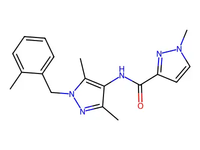 N-[3,5-dimethyl-1-(2-methylbenzyl)-1H-pyrazol-4-yl]-1-methyl-1H-pyrazole-3-carboxamide structure