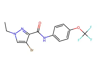 4-bromo-1-ethyl-N-[4-(trifluoromethoxy)phenyl]-1H-pyrazole-3-carboxamide structure