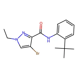 4-bromo-N-(2-tert-butylphenyl)-1-ethylpyrazole-3-carboxamide structure