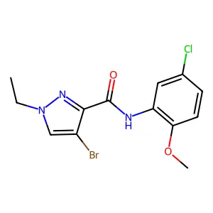 4-bromo-N-(5-chloro-2-methoxyphenyl)-1-ethylpyrazole-3-carboxamide structure