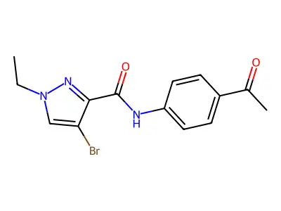 N-(4-acetylphenyl)-4-bromo-1-ethyl-1H-pyrazole-3-carboxamide structure