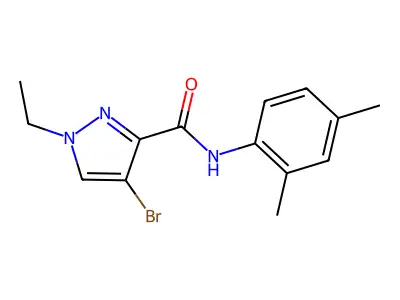 4-bromo-N-(2,4-dimethylphenyl)-1-ethylpyrazole-3-carboxamide structure