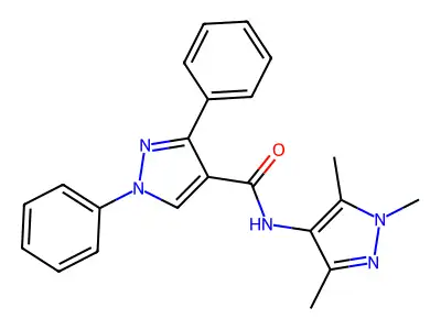 1,3-diphenyl-N-(1,3,5-trimethylpyrazol-4-yl)pyrazole-4-carboxamide structure