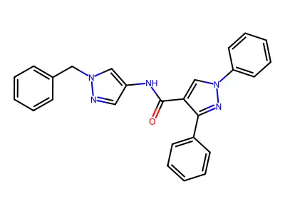N-(1-benzyl-1H-pyrazol-4-yl)-1,3-diphenyl-1H-pyrazole-4-carboxamide structure