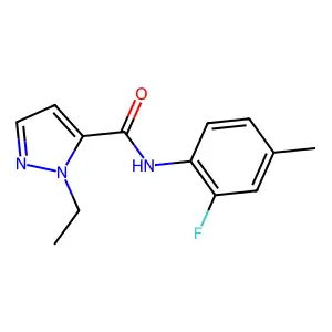 2-ethyl-N-(2-fluoro-4-methylphenyl)pyrazole-3-carboxamide structure